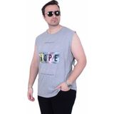 Moc Grande 26124 Hope Gri Melanj Baskılı Kolsuz Erkek T-shirt