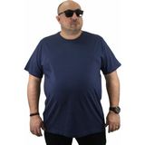 Moc Grande Büyük Beden Basic Tişört Erkek Bisiklet Yaka Kısa Kol %100 Pamuk Marin - 4XL