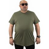 Moc Grande Büyük Beden Erkek Basic Tişört 11100 Hakı Kısa Kol Günlük Pamuk Kumaş - Haki - 8XL