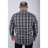 Moc Grande Büyük Beden Erkek Gömlek Siyah Uzun Kol Regular Fit Günlük Stil Çizgili - 3XL