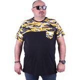 Moc Grande Camouflage Desenli Büyük Beden Erkek Tişört 23145 Hardal Kısa Kol Bisiklet Yaka - 7XL