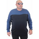 Moc Grande Erkek Büyük Beden İndigo Sıfır Yaka Triko Kazak 23751 Indıgo Uzun Kol Günlük Stil - 6XL
