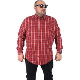 Moc Grande Erkek Ekoseli Gömlek 3XL Kırmızı Uzun Kol Günlük Regular Fit Tarzında