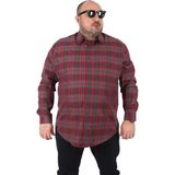 Moc Grande Erkek Ekoseli Gömlek 4XL Kırmızı Günlük Stil Regular Fit Kesim