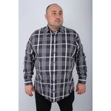 Moc Grande Erkek Gömlek Uzun Kol Siyah Regular Fit Günlük Stil 4XL Ekose Desenli