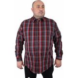 Moc Grande Estacional 23373 Bordo Uzun Kol Erkek Gömlek Regular Fit Günlük Ekose Desenli - 4XL