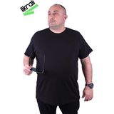 Moc Grande Mocgrande 10XL Erkek Büyük Beden Siyah Likralı Basic Tişört Kısa Kol Günlük Stil