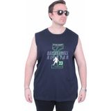 Moc Grande Mocgrande Büyük Beden Baskılı Kolsuz Tişört Basketball 26123 Lacıvert - Lacivert - 6XL