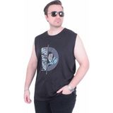 Moc Grande Mocgrande Büyük Beden Baskılı Kolsuz Tişört Moving 26122 Sıyah - Siyah - 5XL