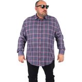 Moc Grande Mocgrande Büyük Beden Erkek Ekoseli Gömlek İndigo Renk Uzun Kol Günlük Stil - 7XL