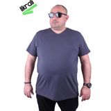 Moc Grande Mocgrande Erkek Büyük Beden Likralı Basic V Yaka Tişört 11170 Fume - 10XL