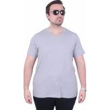 Moc Grande Mocgrande Erkek Büyük Beden Likralı Basic V Yaka Tişört 11170 Grı - Gri - 7XL