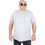 Moc Grande Mocgrande Erkek Büyük Beden Likralı Basic V Yaka Tişört 11170 Grı Melanj - 6XL - Gri Melanj