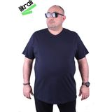 Moc Grande Mocgrande Erkek Büyük Beden Likralı Basic V Yaka Tişört 11170 Lacıvert - 9XL - Lacivert