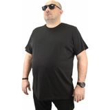 Moc Grande Siyah Basic Tişört 11100 Kısa Kol Erkek Günlük Tarz %100 Pamuk - 7XL
