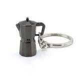 Moca Pot Şeklinde Kahve Sever Antrasit Metal Anahtarlık KC123