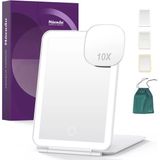 Mocado Led Katlanabilir Seyahat Makyaj Aynası - 5X7 Inç 3 Renk Işık Modu Usb Edilebilir Dokunmatik Ekran, Taşınabilir Masa Üstü Kozmetik Aynası Seyahat, Kozmetik, Ofis Için (Beyaz)