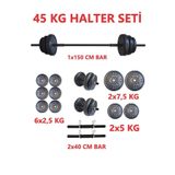 Mocca Style 45 Kg Moccadiamond 45 Kg Halter Seti Dambıl Seti Ağırlık Ve Vücut Geliştirme (80 KG PLAKA AĞIRLIĞI)