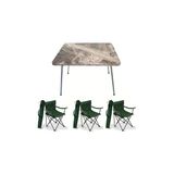 Mocca Style 60 x 80 Katlanır Mermer Masa+ 3 Adet Yeşil Rejisör, Sandalye Piknik Plaj Sandalyesi