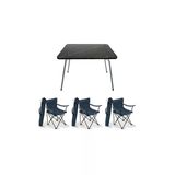 Mocca Style 60x80 Katlanır Granit Masa+ 3 Adet Mavi Rejisör, Sandalye Piknik Plaj Sandalyesi