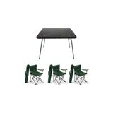 Mocca Style 60x80 Katlanır Granit Masa+ 3 Adet Yeşil Rejisör Sandalye Piknik Plaj Sandalyesi