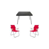 Mocca Style 60x80 Katlanır Masa + 2 Adet Kırmızı Kamp Sandalyesi Katlanır Sandalye