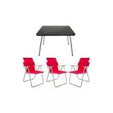 Mocca Style 60X80 Katlanır Masa + 3 Adet Kırmızı Kamp Sandalyesi Katlanır Sandalye