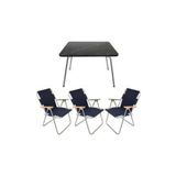 Mocca Style 60x80 Katlanır Masa + 3 Adet Lacivert-mavi Kamp Sandalyesi Katlanır Sandalye