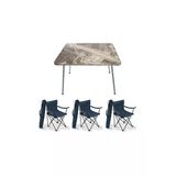 Mocca Style 60x80 Katlanır Mermer Masa+ 3 Adet Mavi Rejisör, Sandalye Piknik Plaj Sandalyesi