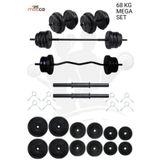 Mocca Style 68 Kg Z-barlı Megaset Halter Seti Ve Dambıl Seti, Uzun Bar 150 Cm Ağırlık Seti ,fitness Seti