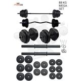 Mocca Style 88 Kg Z-barlı Megaset Halter Seti Ve Dambıl Seti ,ağırlık Seti, Fitnes