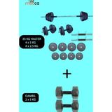 Moccastyle 35Kg Halter Seti +(2 X 5 Kg) Dambıl Seti Ağırlık Ve Vücut Geliştirme Aleti Toplam 45 Kg