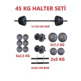 Moccastyle 45 Kg Moccadiamond 45 Kg Halter Seti Dambıl Seti Ağırlık Ve Vücut Geliştirme (40 Kg Plaka Ağırlığı)