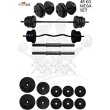 Moccastyle 48 kg Z-Barlı Megaset Halter Seti ve Dambıl Seti ,ağırlık Seti , Fitness Seti - Siyah