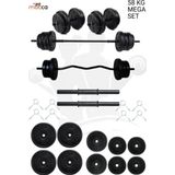 Moccastyle 58 Kg Z-Barlı Megaset Halter Seti Ve Dambıl Seti Ağırlık Fitness Seti