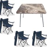 MoccaStyle 60Cm x 80Cm Katlanır Masa + 4 Adet Kamp Sandalyesi Mavi-Lacivert
