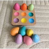 Moccotoys Montessori - Waldorf Eşleştirme Tablalı Ahşap Oyuncak Yumurtalar (9 Renk)