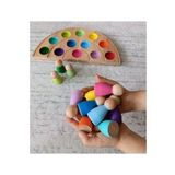 Moccotoys Peg Bebek Ve Gökkuşağı Tabla Eşleştirme 12'lii Insan Figürleri (waldorf)