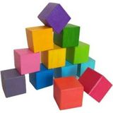 Moccotoys Waldorf Gökküşağı Ahşap Renkli Küpler - 12 Renk
