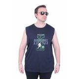 Mocgrande Büyük Beden Baskılı Kolsuz Tişört Basketball 26123 LACIVERT