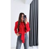 Moche Viral Atkı Detaylı Triko Kazak Kırmızı - Renkli - Standart
