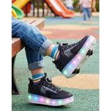 Mocno Kız-Erkek Çocuk Patenli Işıklı Rahat Spor Ayakkabı&Yeni Model Tarz Patenli Kaykay Tekerlekli Sneakers Siyah - 30