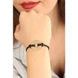 Moco Love Aşık Siyah Deri İpli Unisex Mood Bileklik