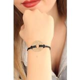 Moco Lucky Şanslı Siyah Deri İpli Unisex Mood Bileklik