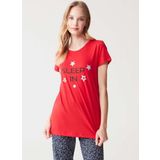 Mod 3287 Pamuklu Sıfır Yaka Kısa Kol Bayan Pijama Takım