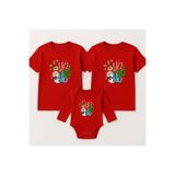 MODA 2026 Yeni Yıl Yılbaşı Noel Baba Christmas Baskılı Anne Baba Bebek Aile Tişört Zıbın Kombin