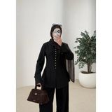 Moda Aksa Minik Düğme Gömlek Siyah