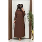 MODA ALMİRA F10 K 80 KAHVERENK ÇAPRAZ ÇIMALI TAŞLI ELBİSE