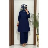 MODA ALMİRA F14 K 120 LACİVERT ÇİMALI TAŞLI İKİLİ TAKIM