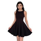 MODA AMORE Kolsuz Fırfırlı Etekli Gizli Cepli Mini Balo & Mezuniyet Abiye Elbise 165, Siyah, M